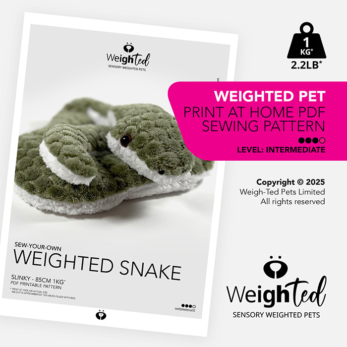 Weighted Snake Plush Sewing Pattern